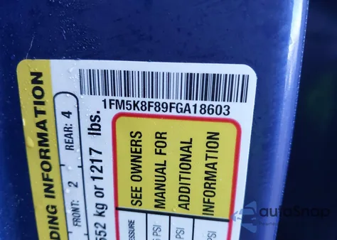 2015 Ford Explorer Limited из США, поврежденный, VIN 1FM5K8F89FGA18603